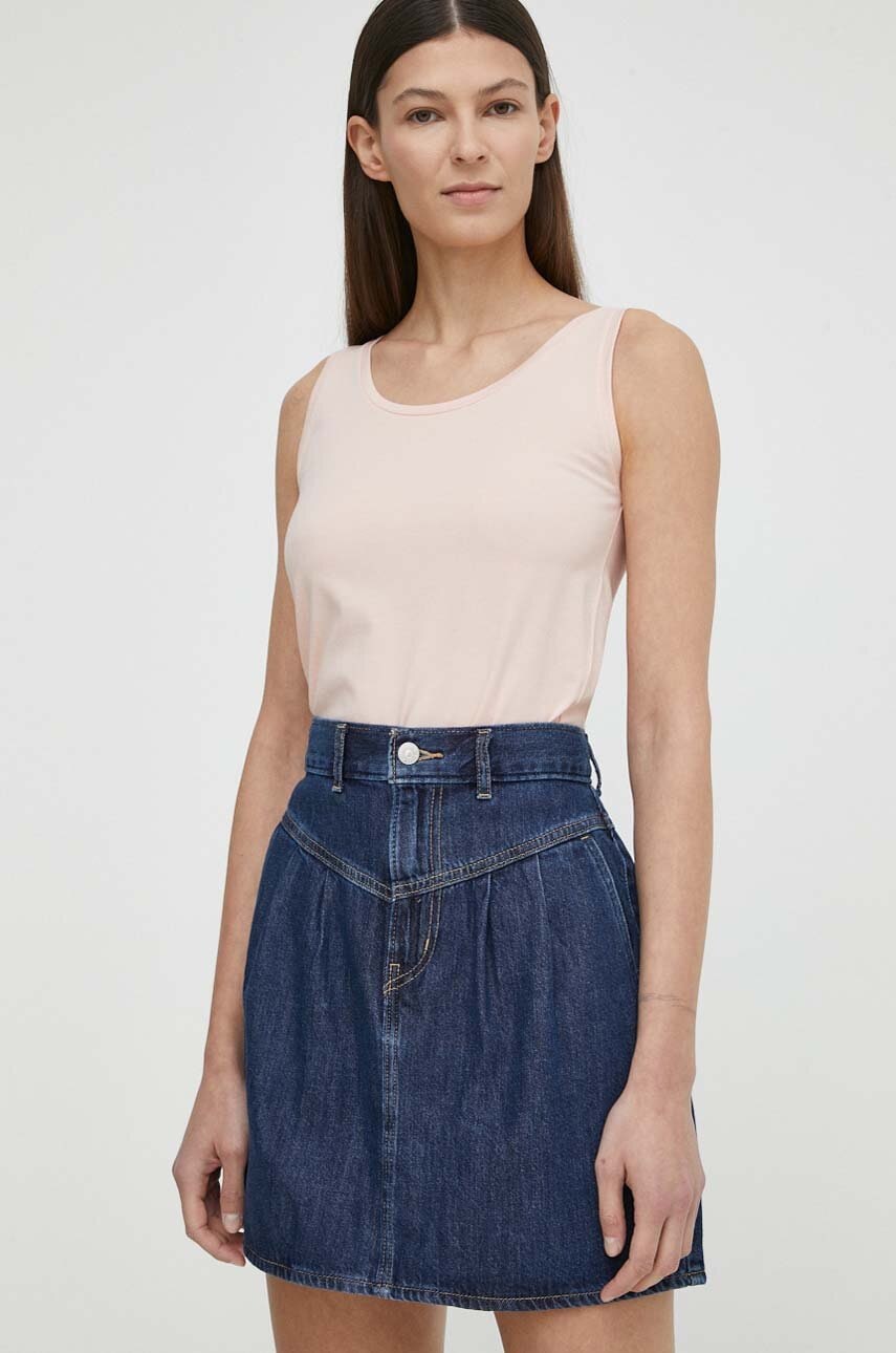 Levi's fusta jeans culoarea albastru marin, mini, drept