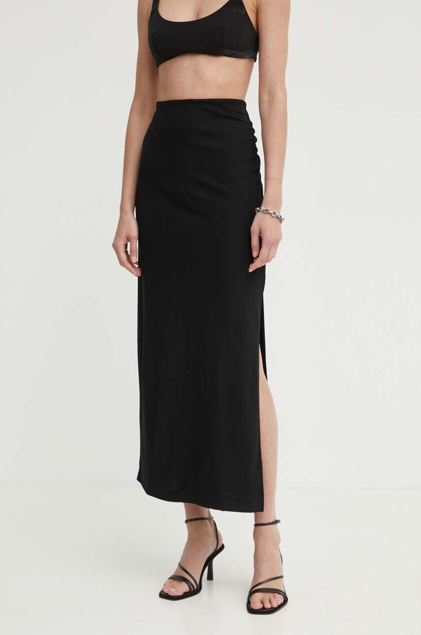 Gestuz fusta Suna culoarea negru, maxi, creion, 10909137