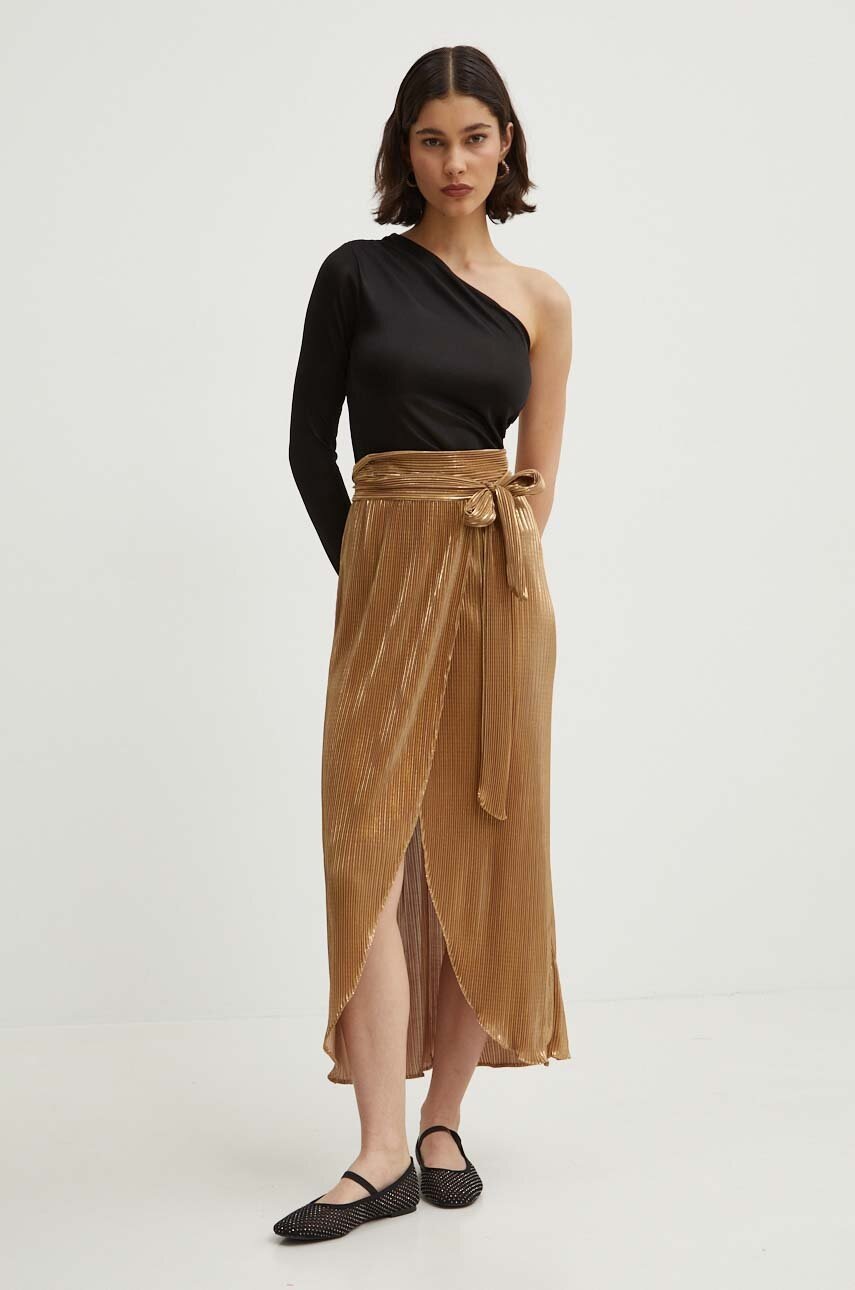 Φούστα Never Fully Dressed χρώμα: χρυσαφί, NFDSK423 φωτογραφία