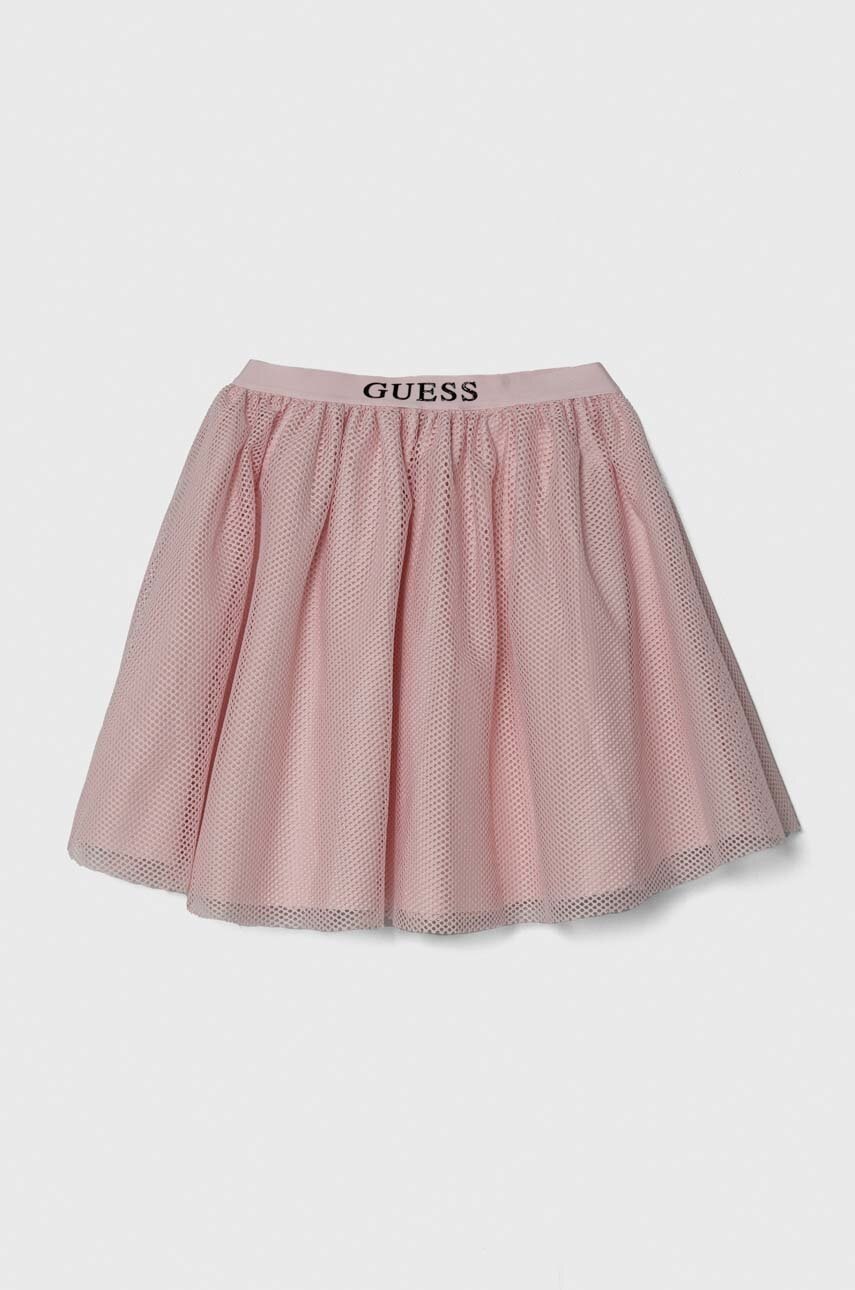 

Детска пола Guess в розово къса разкроена, Розов