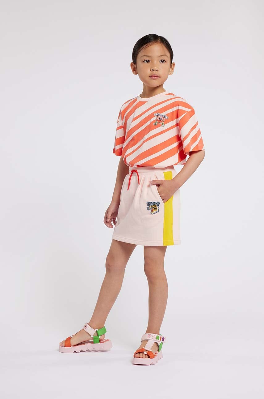 Kenzo Kids fusta din bumbac pentru copii culoarea roz, mini, drept