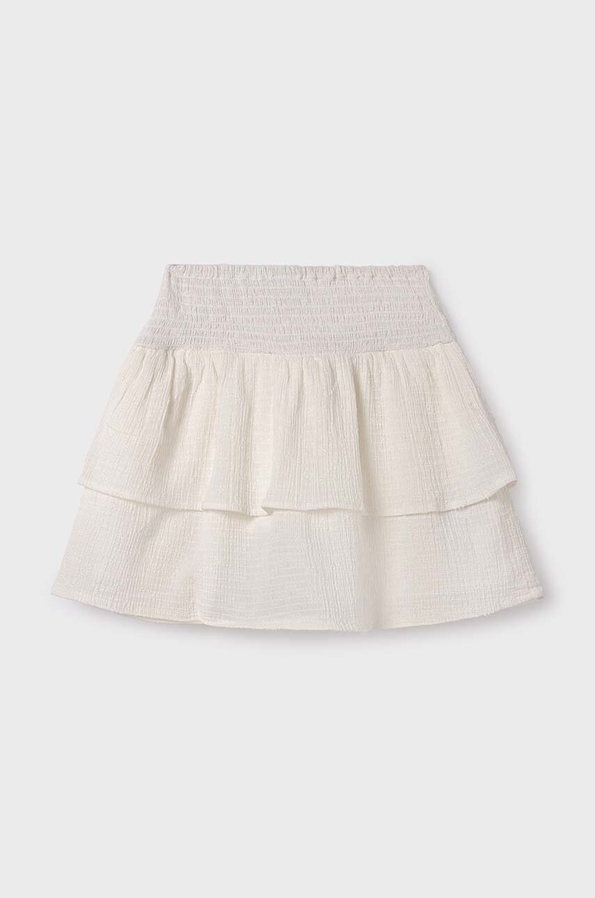 Детская хлопковая юбка Mayoral цвет бежевый mini расклешённая Детская хлопковая юбка Mayoral цвет бежевый mini расклешённая