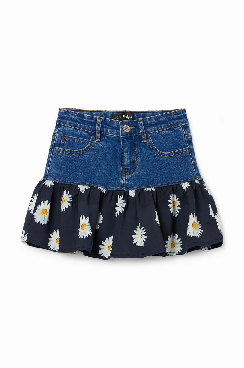 Desigual fusta denim pentru copii culoarea albastru marin, mini, evazati