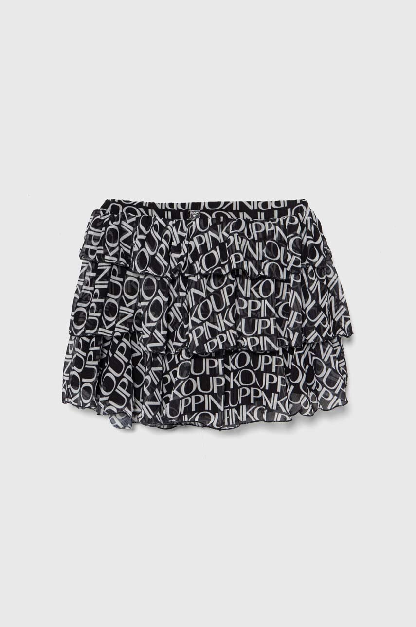 Дитяча спідниця Pinko Up колір чорний mini розкльошена Дитяча спідниця Pinko Up колір чорний mini розкльошена