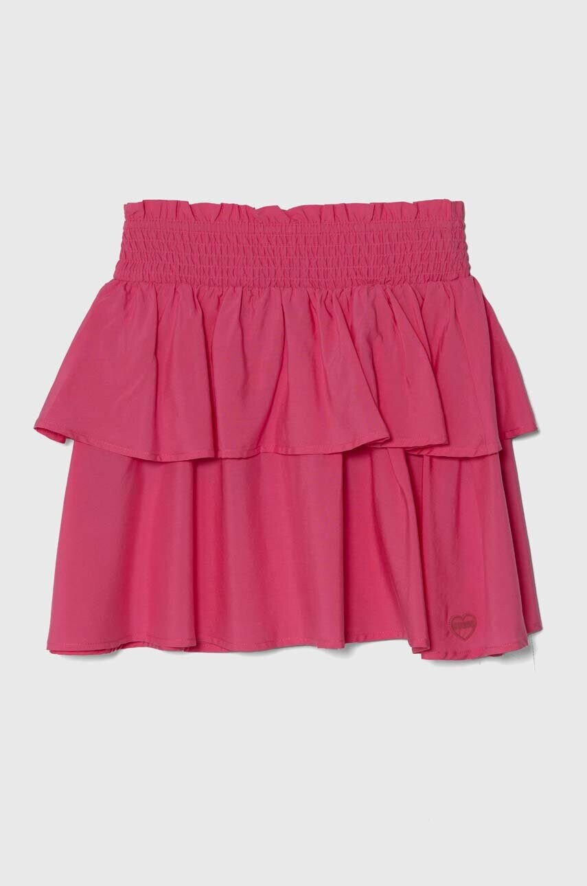 Levně Dětská sukně Guess růžová barva, mini, áčková