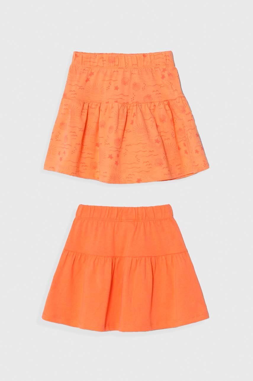 zippy fusta din bumbac pentru copii 2-pack culoarea portocaliu, mini, evazati