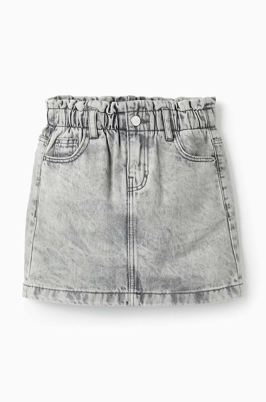 E-shop Dětská riflová sukně zippy šedá barva, mini