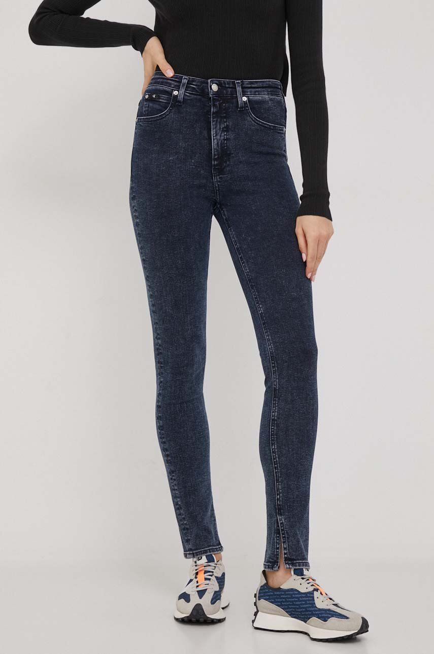 Levně Džíny Calvin Klein Jeans dámské, tmavomodrá barva