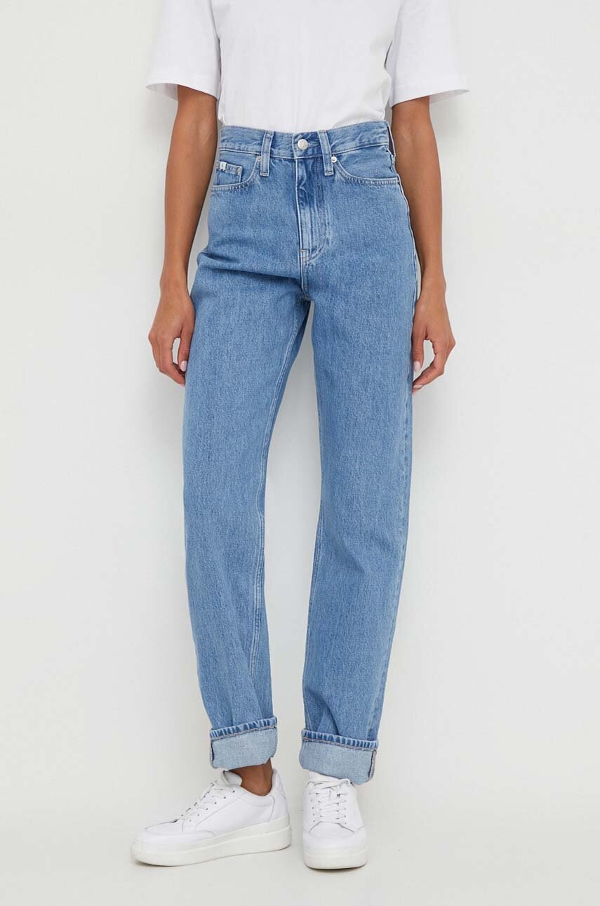 

Дънки Calvin Klein Jeans с висока талия J20J222138, Син