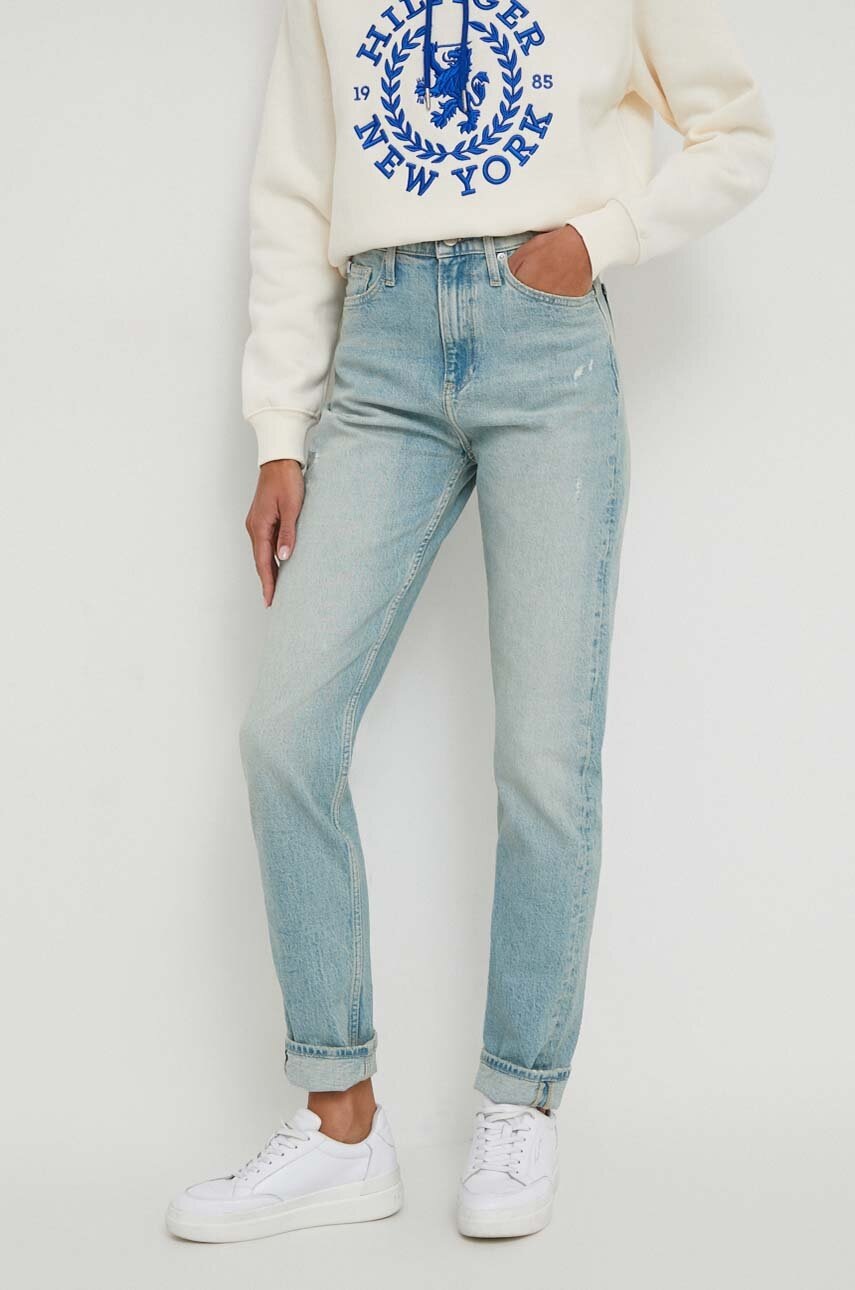 

Дънки Calvin Klein Jeans с висока талия J20J222864, Син