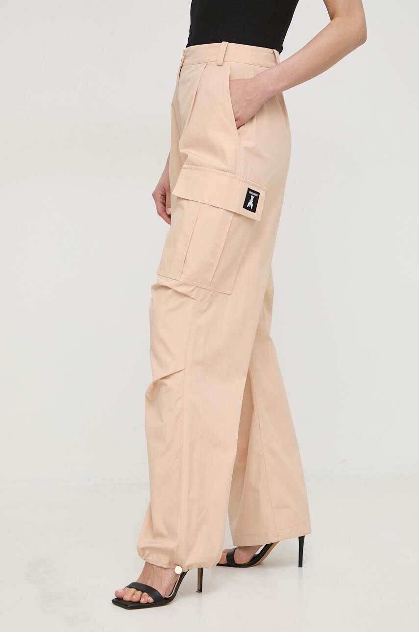 Levně Bavlněné kalhoty Patrizia Pepe béžová barva, kapsáče, high waist, 8P0602 A391