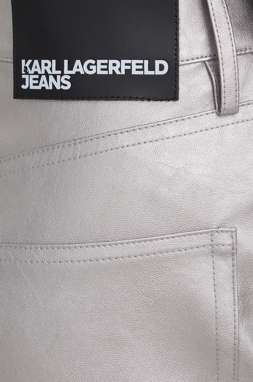 Штани Karl Lagerfeld Jeans жіночі колір срібний пряме висока посадка 