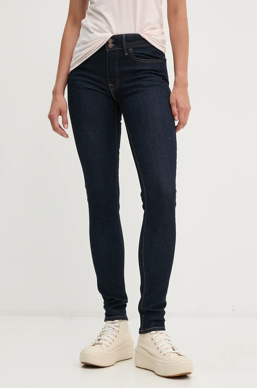 Levi\'s jeansi 711 DOUBLE BUTTON femei, culoarea albastru marin