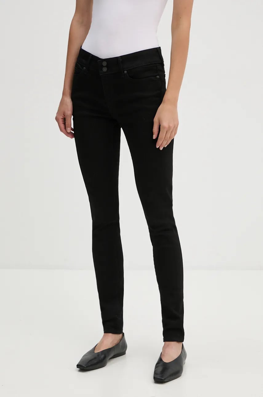 Levi's jeansi 711 DOUBLE BUTTON femei, culoarea negru