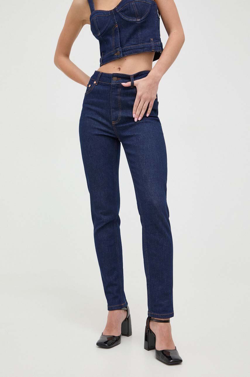 Moschino Jeans jeansi femei, culoarea albastru marin