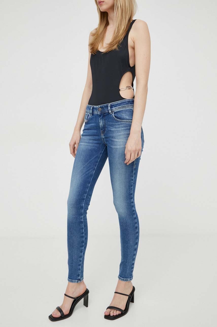 Diesel jeansi femei, culoarea albastru marin