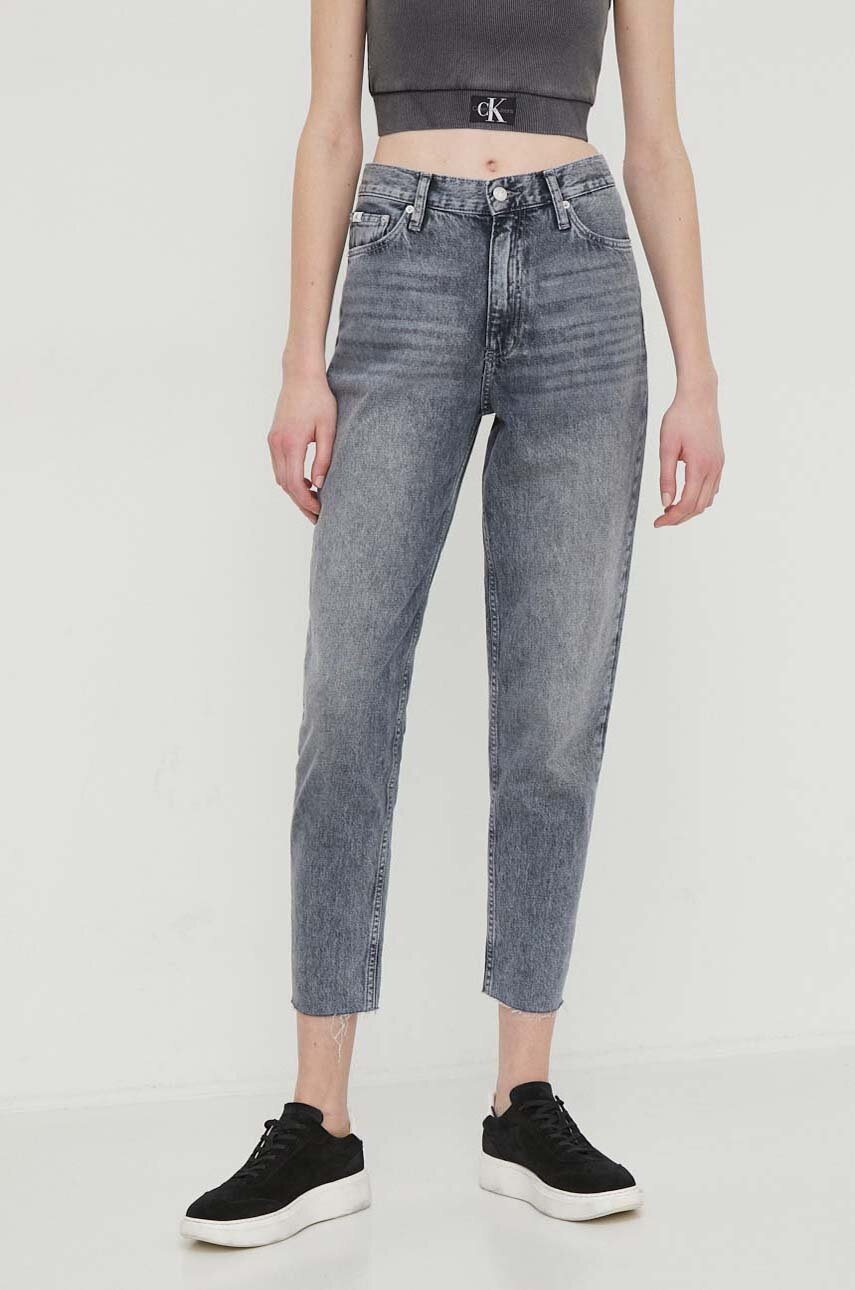 

Дънки Calvin Klein Jeans с висока талия J20J222768, Сив