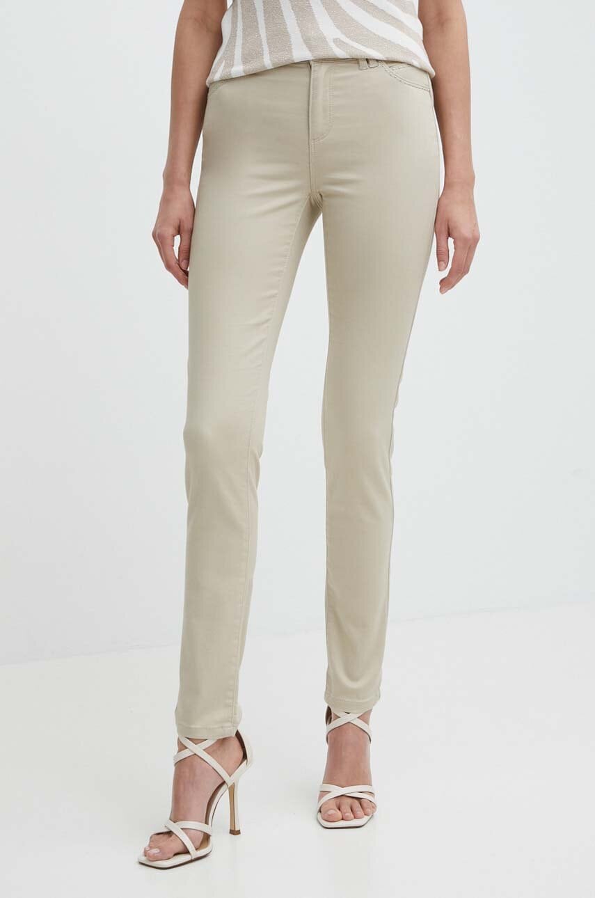 Morgan pantaloni PIOUBA femei, culoarea bej, drept, high waist, PIOUBA