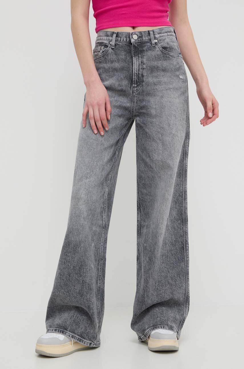 Tommy Jeans jeansi femei, culoarea gri, DW0DW17607