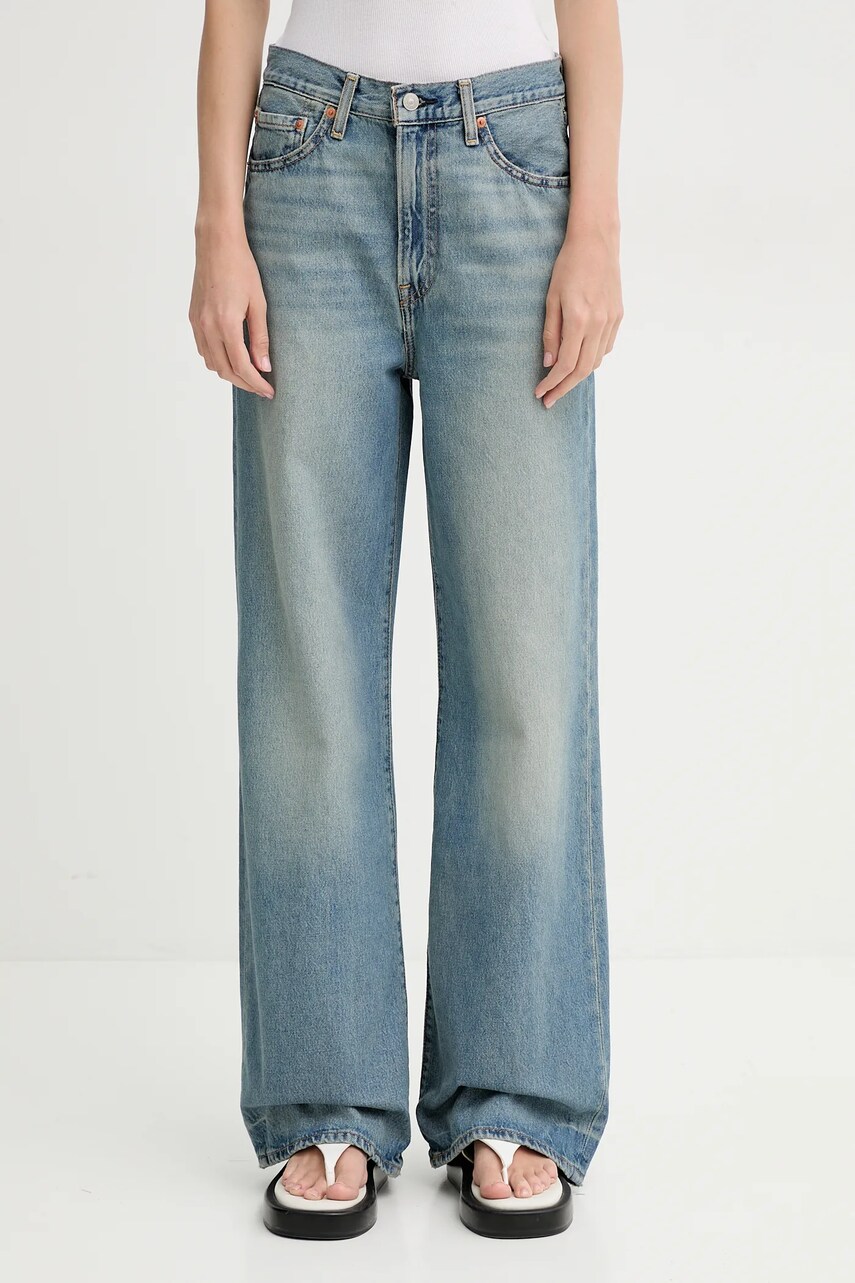 Levi's jeansy RIBCAGE WIDE LEG damskie kolor niebieski