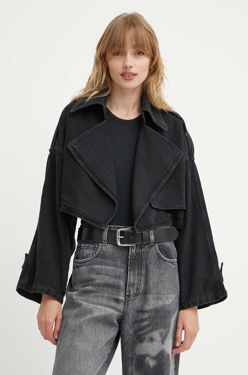 K+LUSHA geacă din denim femei, culoarea negru, de tranziție, KLOLIMPIDF131KLW13 K+LUSHA geacă din denim femei, culoarea negru, de tranziție, KLOLIMPIDF131KLW13