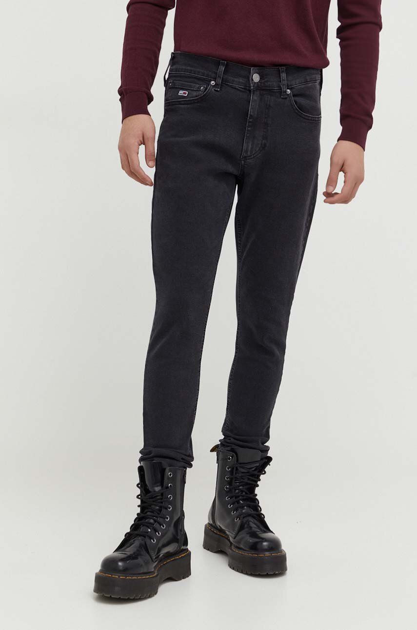 Levně Džíny Tommy Jeans Scanton pánské, černá barva, DM0DM18105