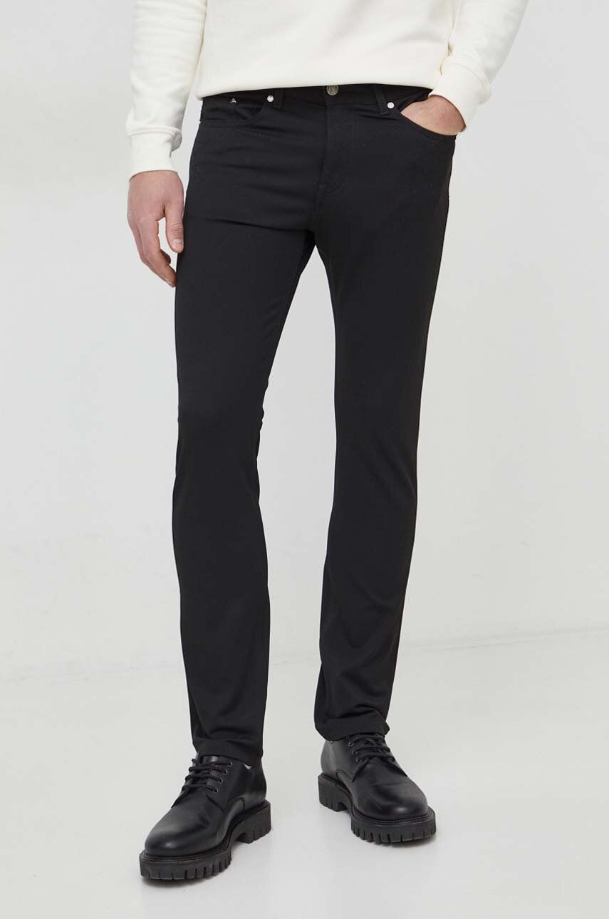 Levně Kalhoty Karl Lagerfeld pánské, černá barva, jednoduché