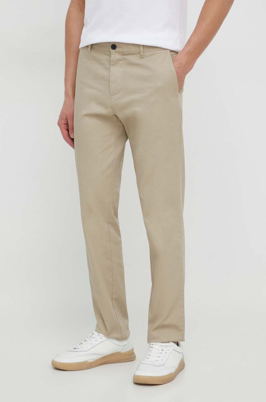 Sisley pantaloni barbati, culoarea bej, mulata