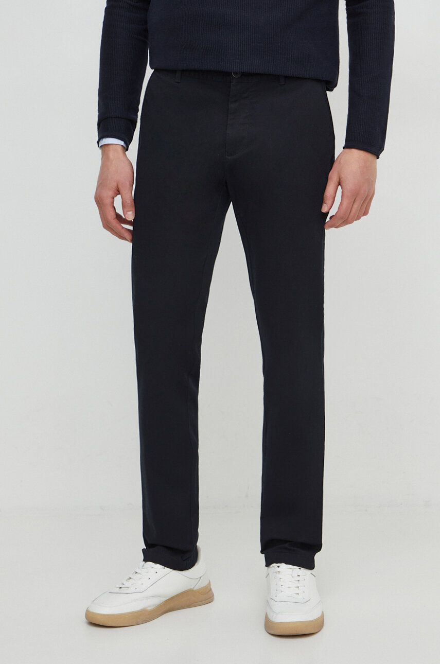 Kalhoty Sisley pánské, černá barva, přiléhavé
