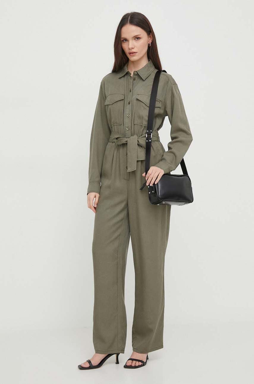 Pepe Jeans salopeta culoarea verde, cu guler