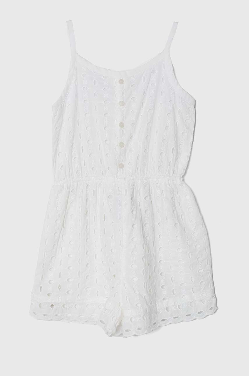 Abercrombie & Fitch salopetă din bumbac pentru copii culoarea alb, bumbac Abercrombie & Fitch salopetă din bumbac pentru copii culoarea alb, bumbac