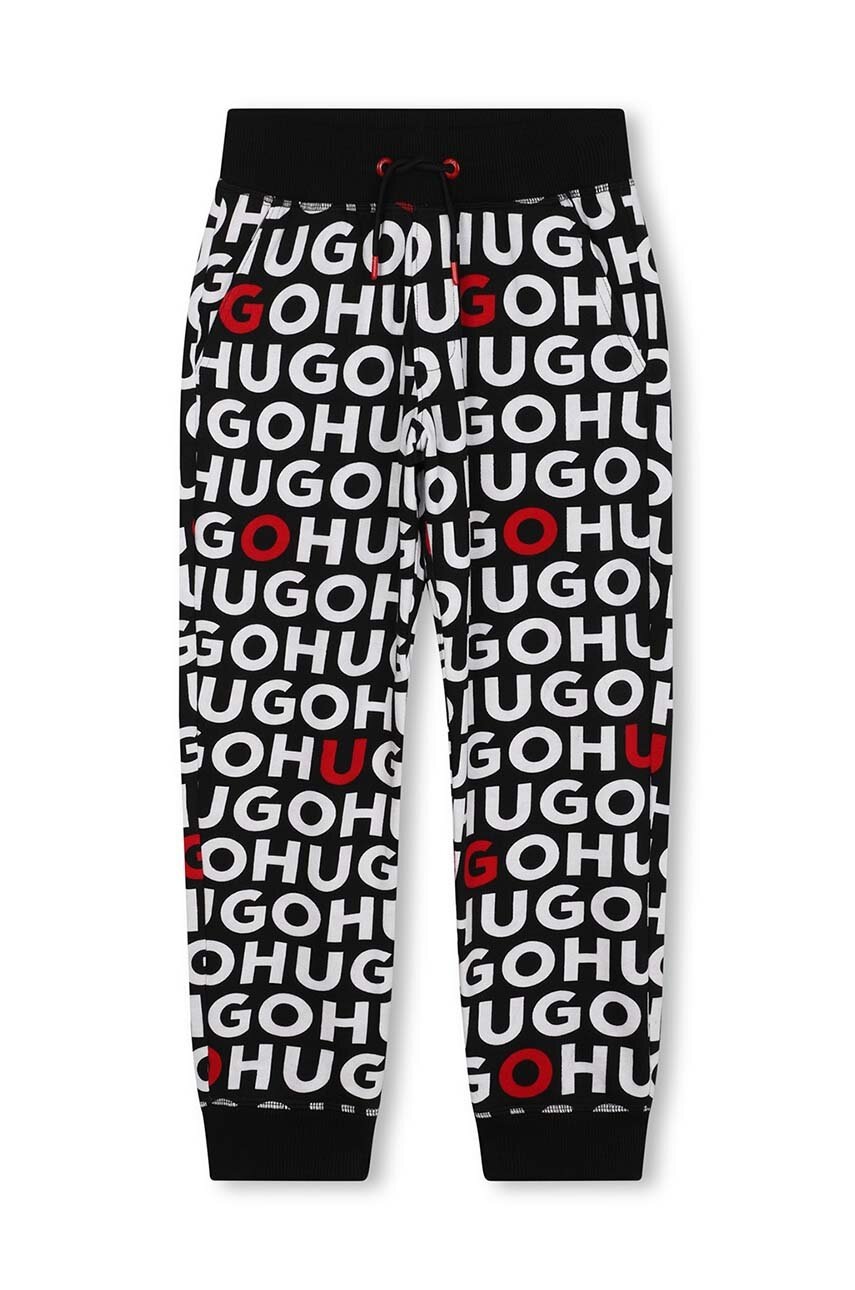 Детские спортивные штаны HUGO цвет чёрный с узором