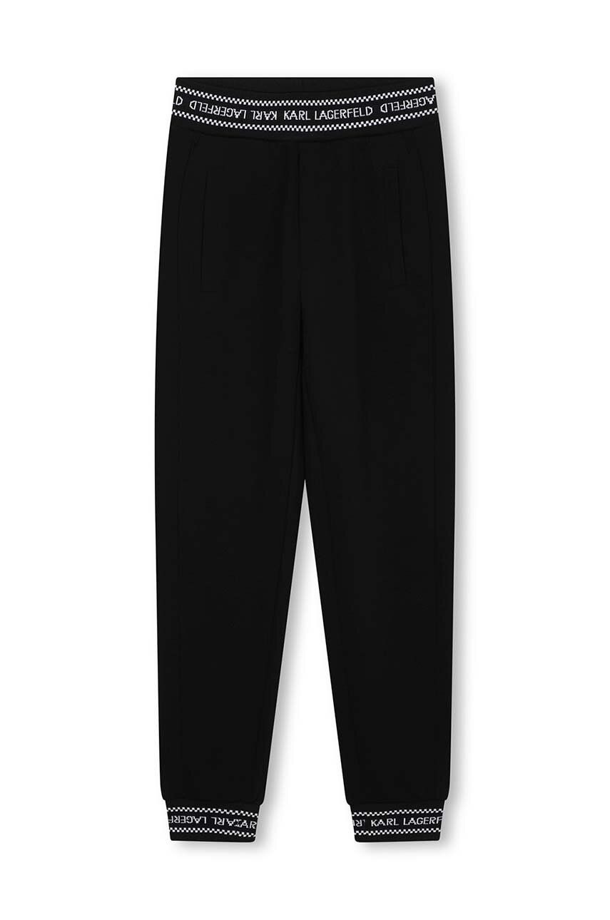 Karl Lagerfeld pantaloni de trening pentru copii culoarea negru, neted