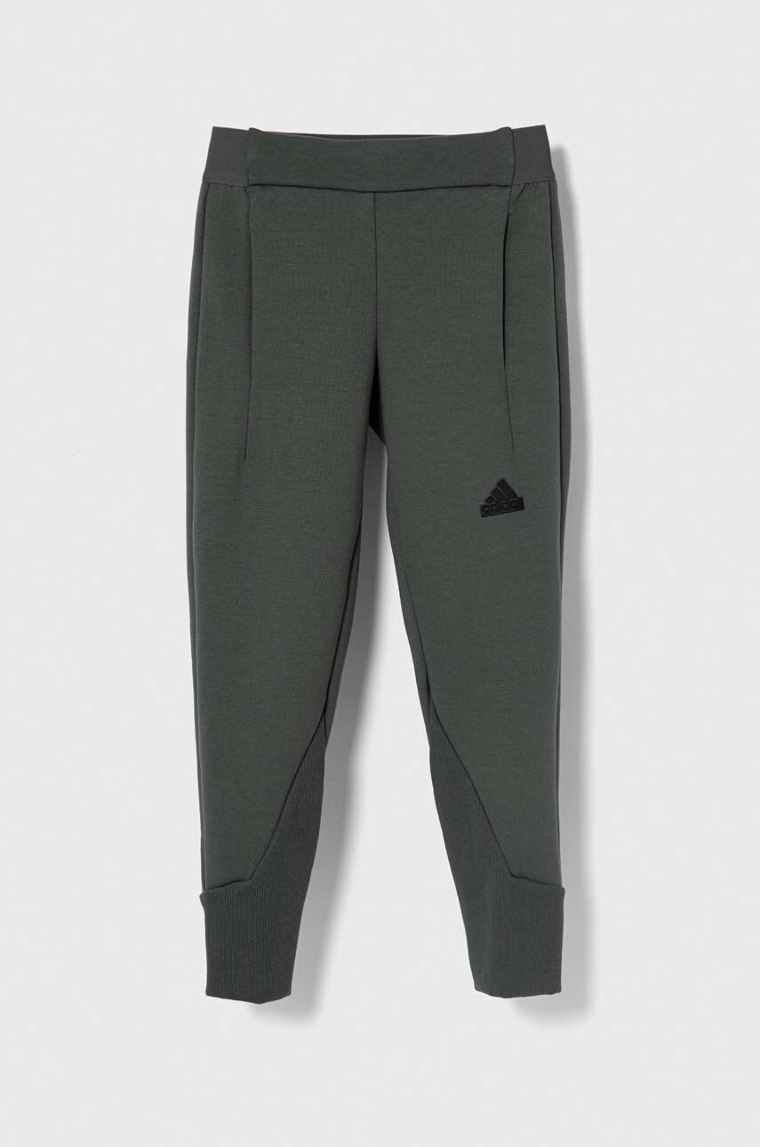 adidas pantaloni de trening pentru copii culoarea verde, neted