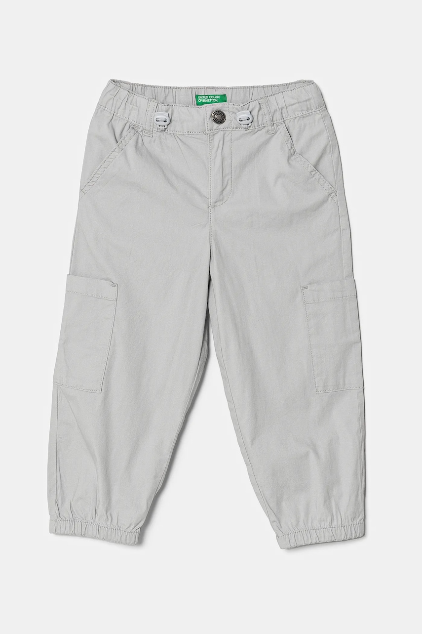 United Colors of Benetton pantaloni copii culoarea gri, neted