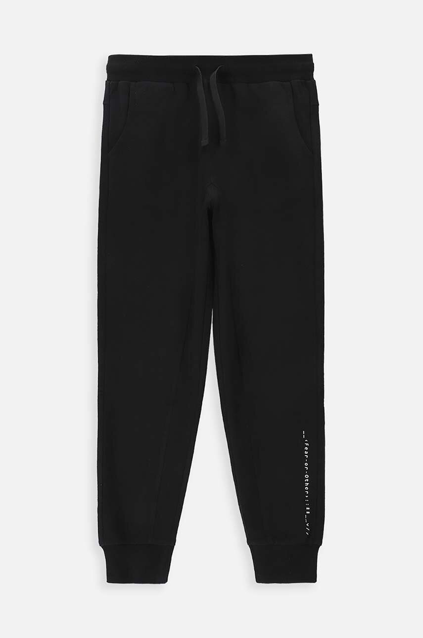 Coccodrillo pantaloni de trening din bumbac pentru copii culoarea negru, neted