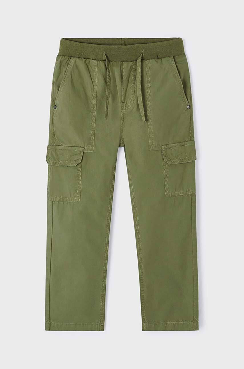 Детские брюки Mayoral cargo цвет зелёный однотонные