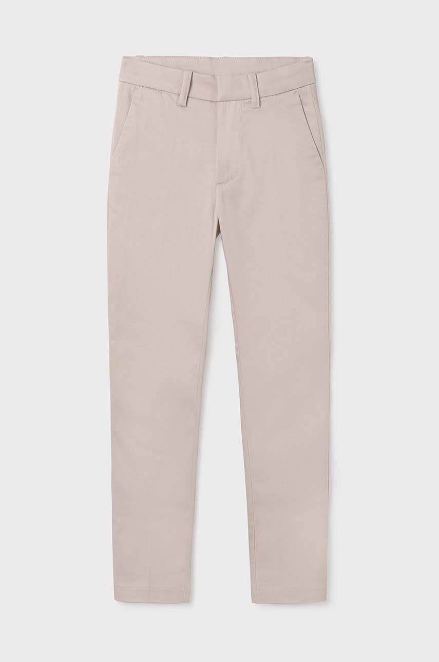 Mayoral pantaloni copii slim culoarea bej, neted