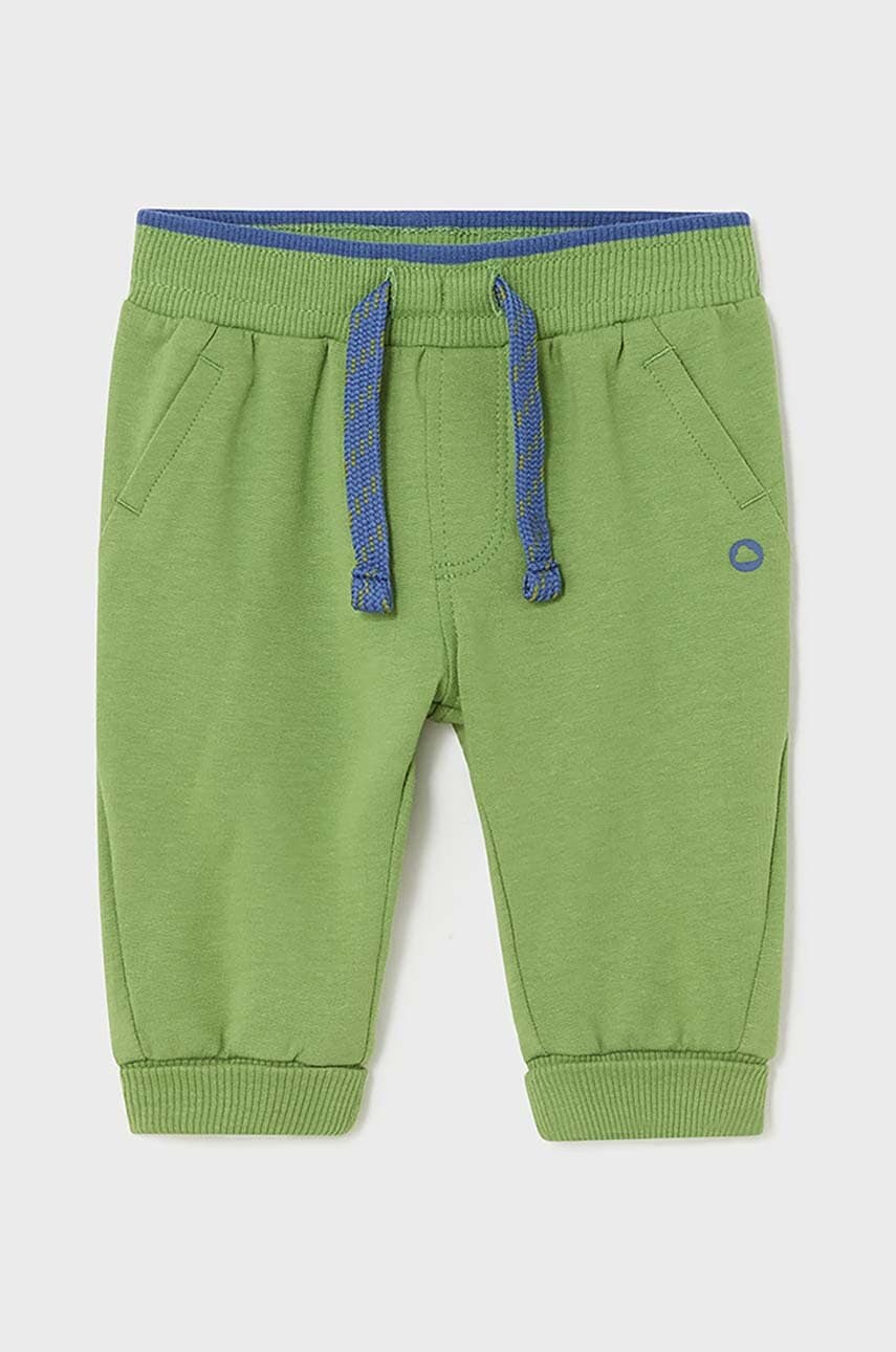 Mayoral Newborn pantaloni de trening pentru bebeluși culoarea verde, neted