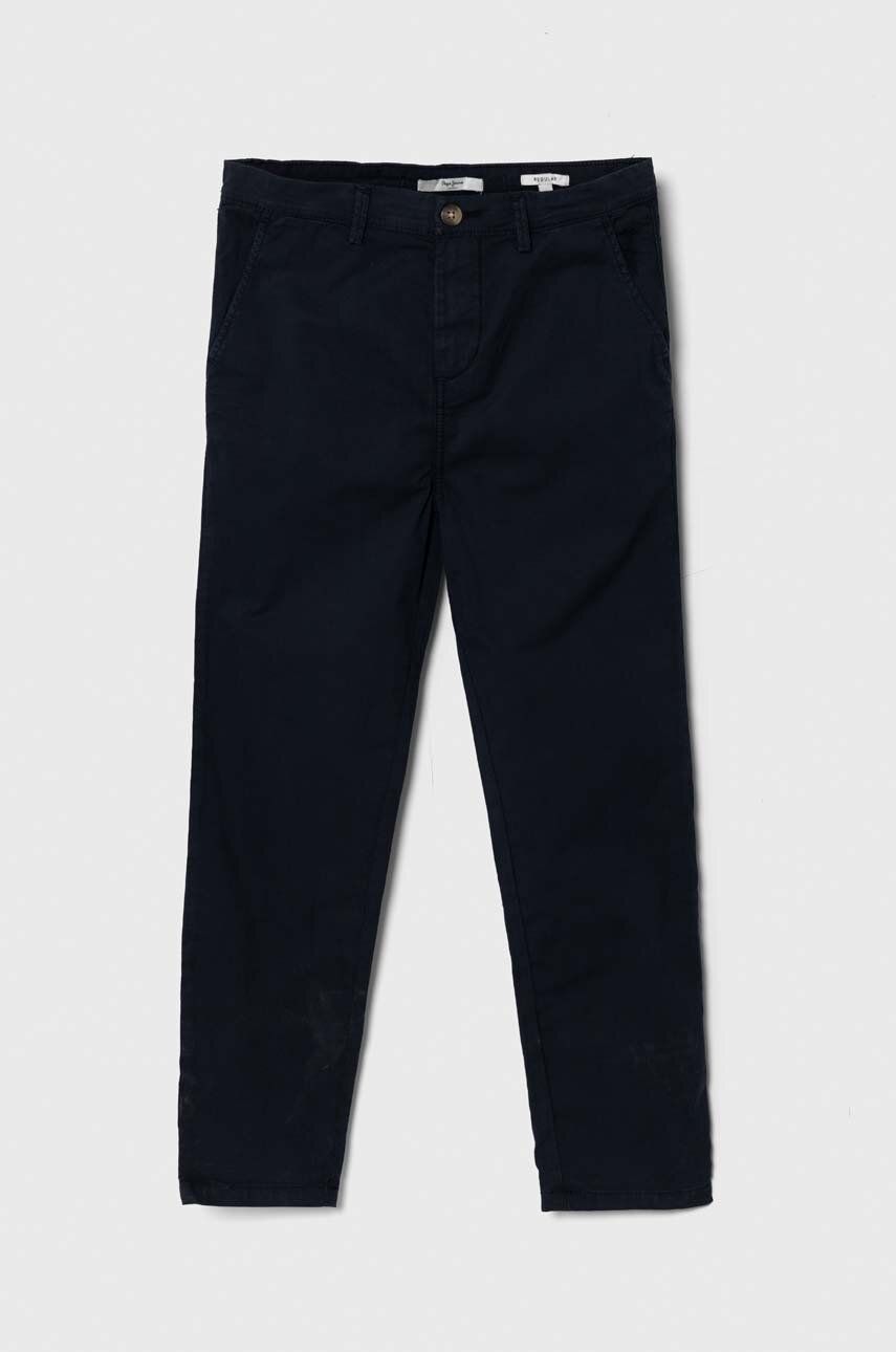 Pepe Jeans pantaloni copii THEODORE culoarea albastru marin, neted