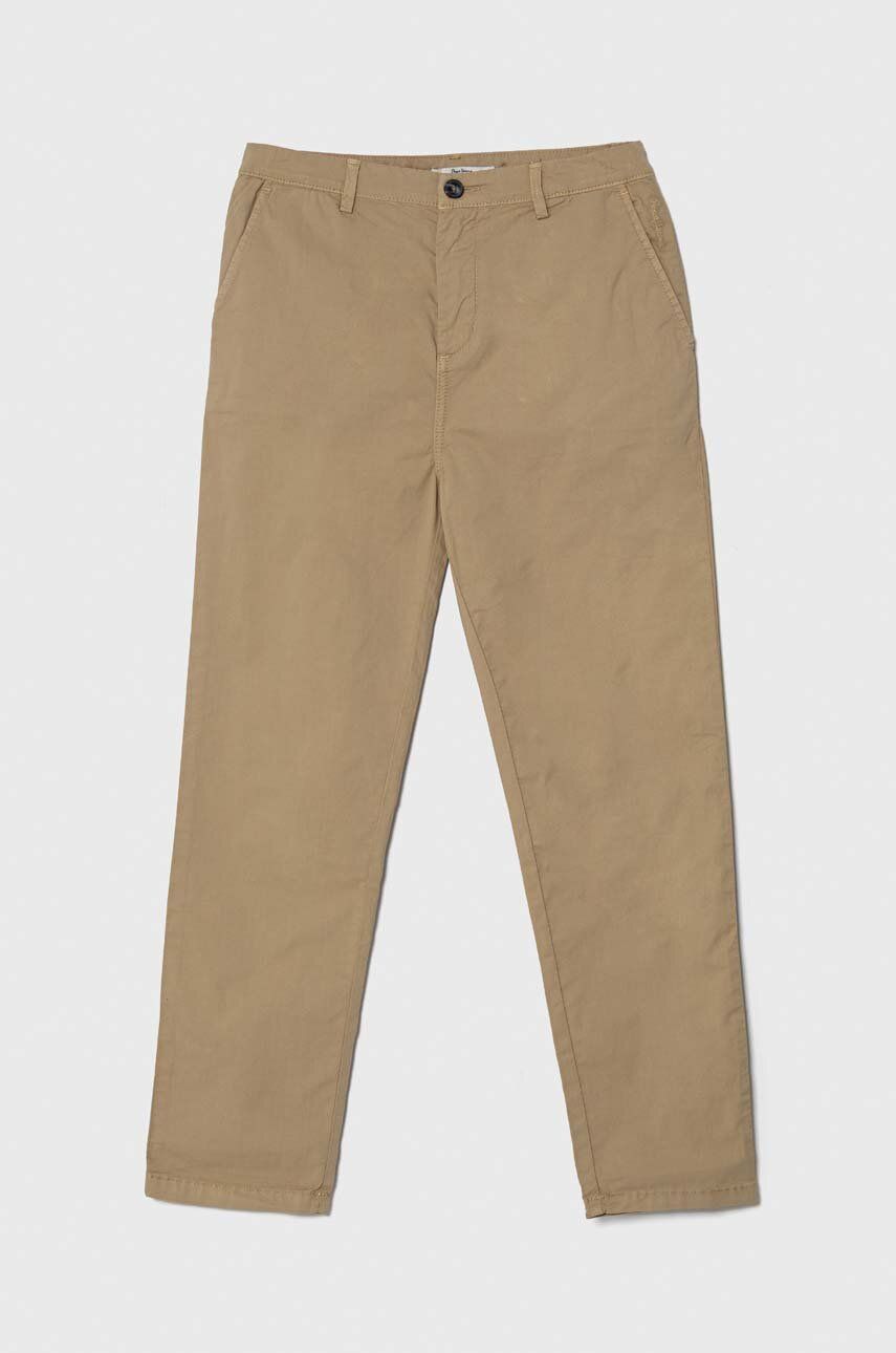 Pepe Jeans pantaloni copii THEODORE culoarea bej, neted