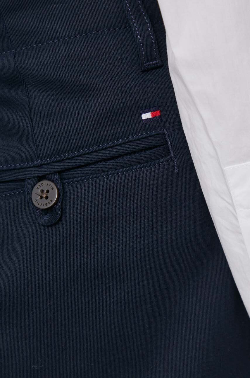 Hlače Tommy Hilfiger za žene, boja: tamno plava, chinos kroj, visoki struk, WW0WW40509