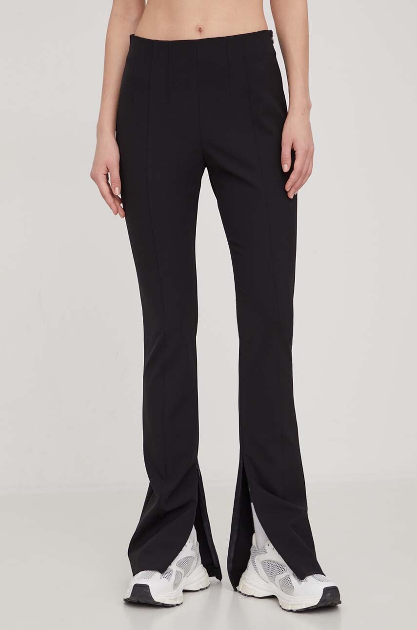 HUGO pantaloni femei, culoarea negru, mulată, high waist 50505373