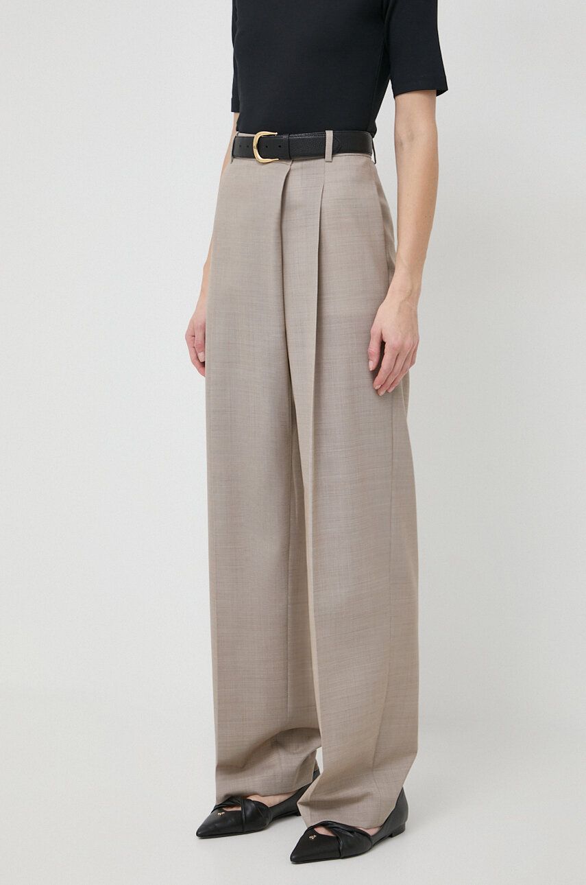 Levně Vlněné kalhoty BOSS jednoduché, high waist, 50505608