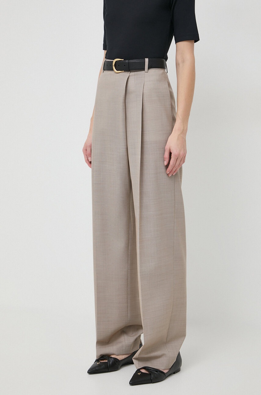 BOSS pantaloni de lana drept, high waist