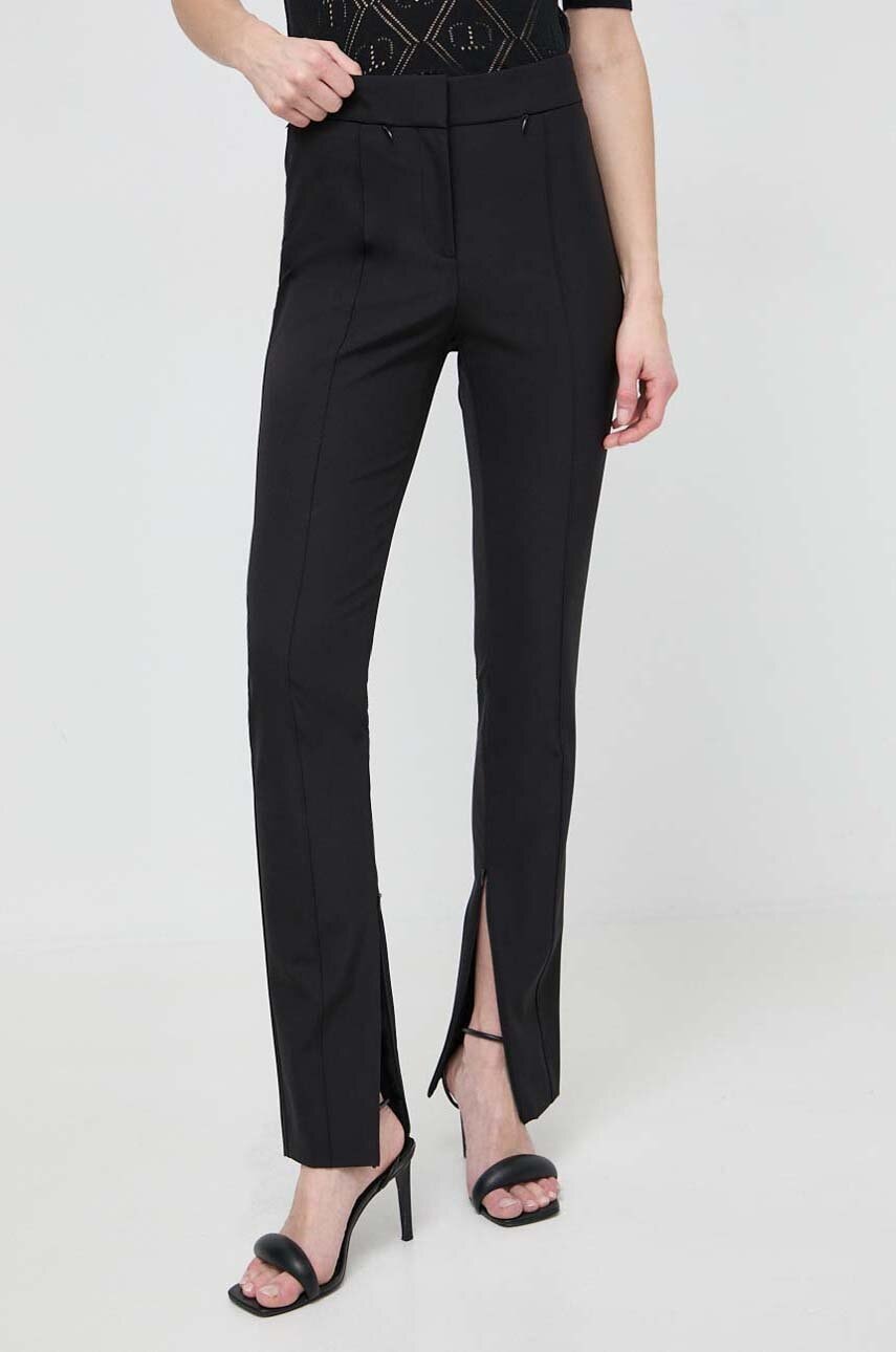 BOSS pantaloni femei, culoarea negru, mulată, high waist 50505972