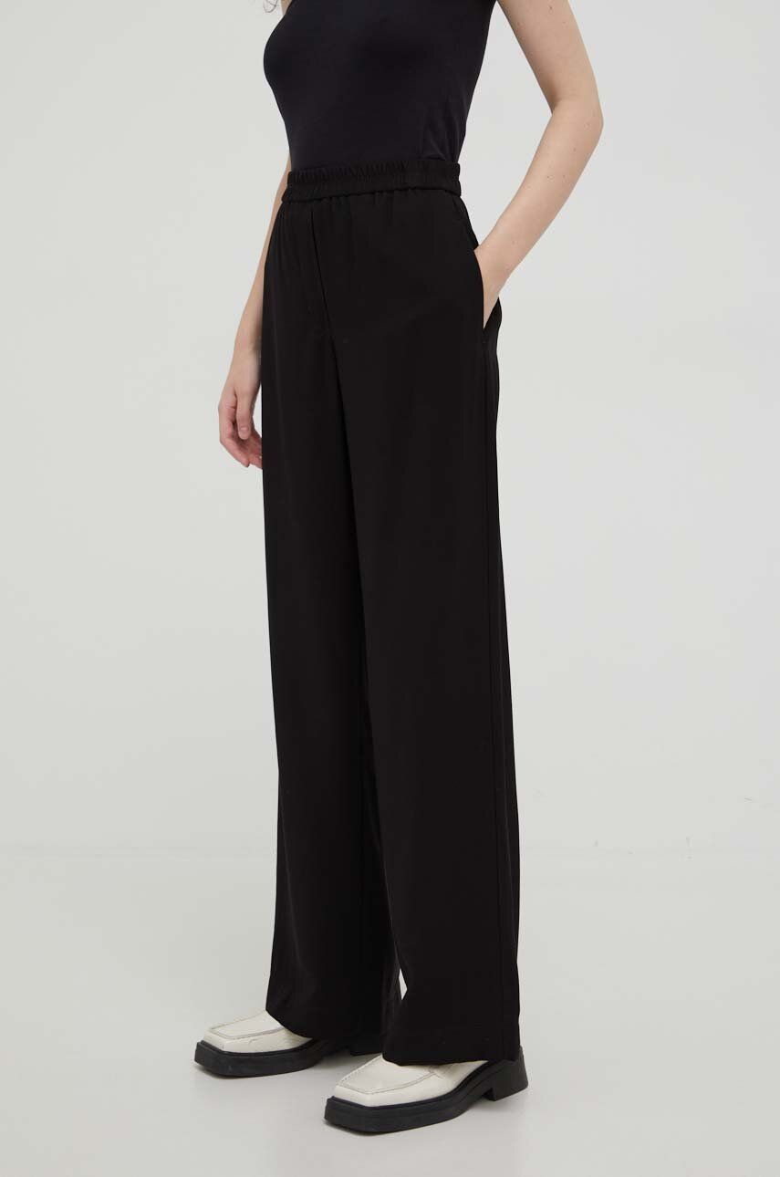 E-shop Kalhoty Marc O'Polo dámské, černá barva, široké, high waist