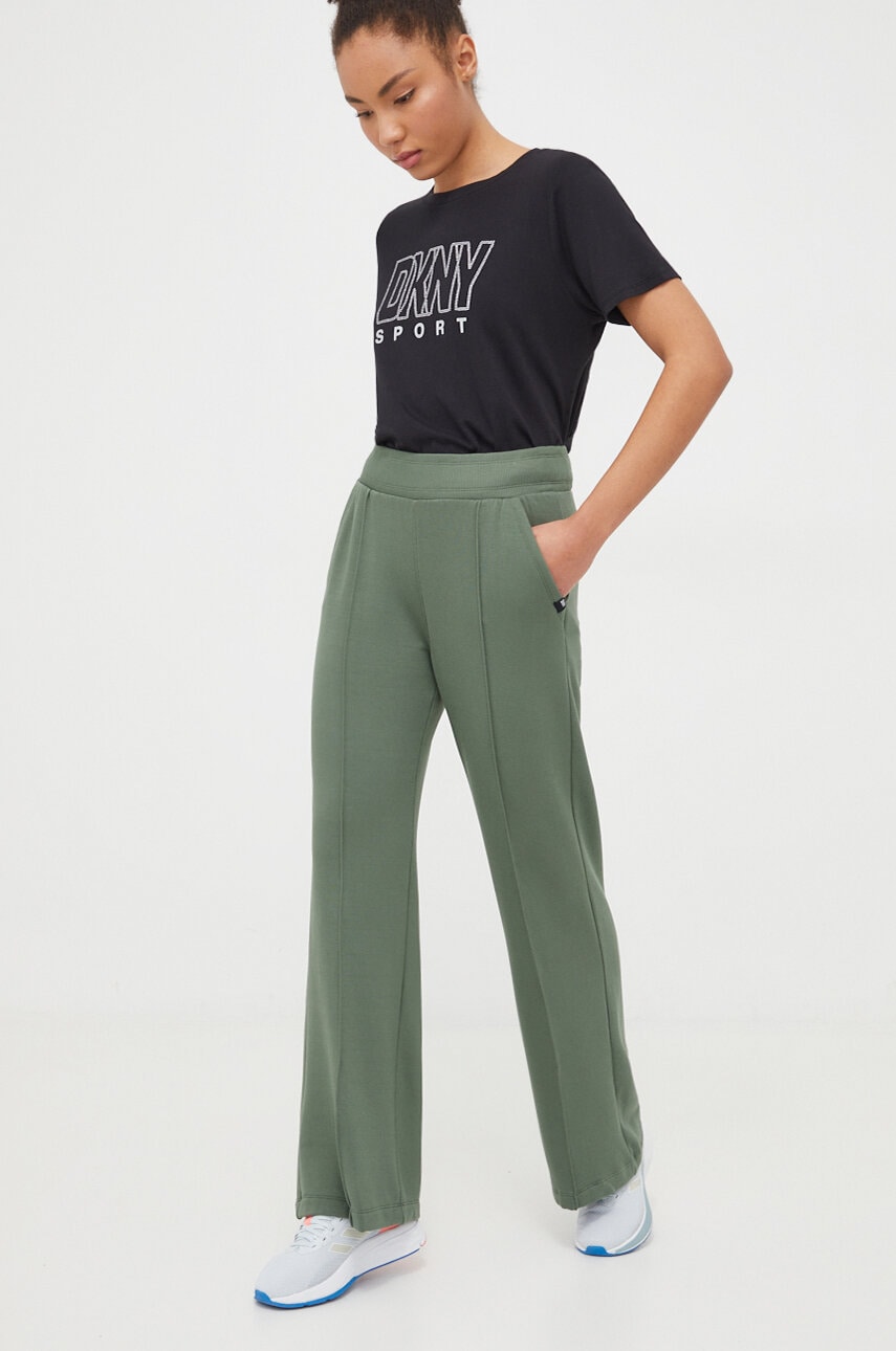 Levně Tepláky Dkny zelená barva, hladké, DP3P3339