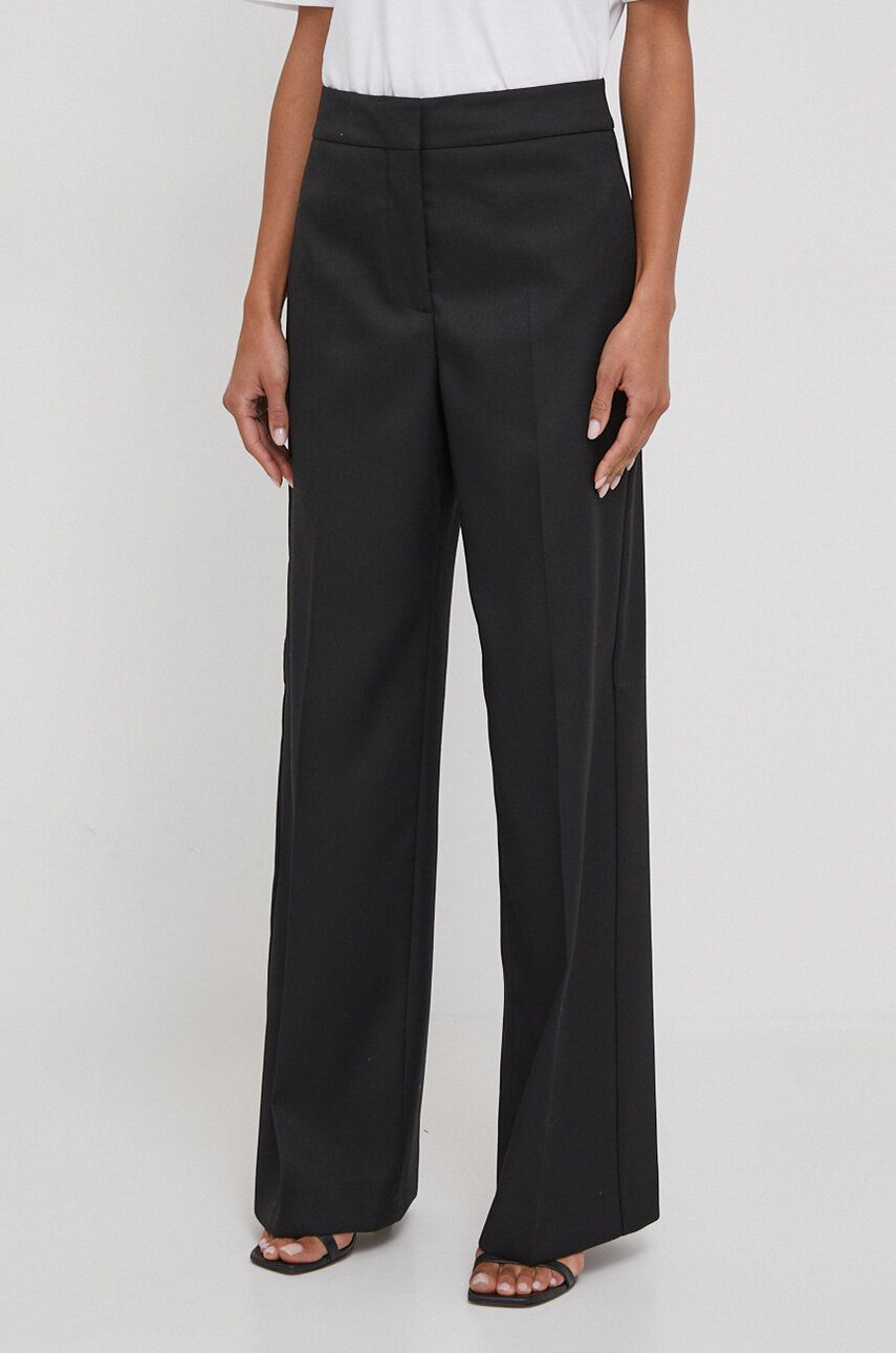 Levně Kalhoty Calvin Klein dámské, černá barva, jednoduché, high waist, K20K206333