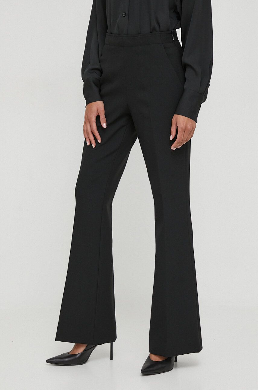 Levně Kalhoty Calvin Klein dámské, černá barva, zvony, high waist, K20K206460
